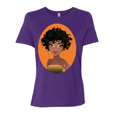 Natural Fro Yelani women’s relaxed jersey tee made from 100% cotton, featuring a comfortable and stylish fit perfect for casual wear.